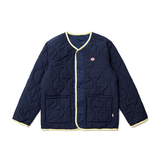 U17 绗缝葫芦格双面穿印花棉服 深蓝色 商品图0