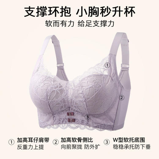 朦胧花影 文胸(VIP)【桑蚕丝莫代尔养肤】小胸聚拢防下垂收副乳调整型内衣 商品图2