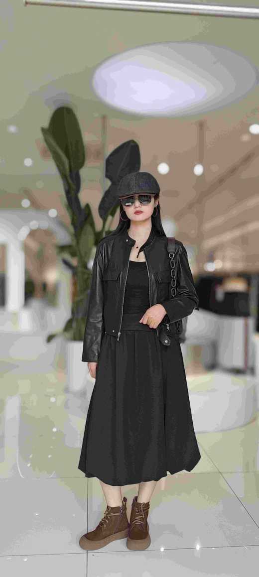 582595羊皮立领拉链夹克 商品图3