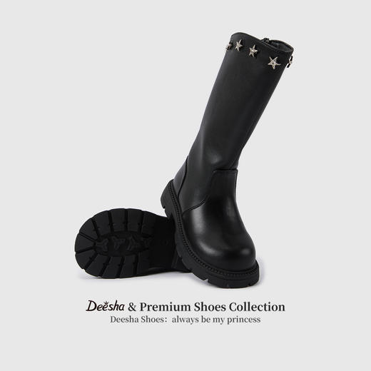 笛莎Deesha 女童童鞋2025冬季新款高筒皮靴 商品图2