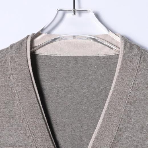 25FK068SDSA秋冬新款痞帅男装韩版简约撞色纽扣开衫V领假两件针织衫毛衣 商品图2