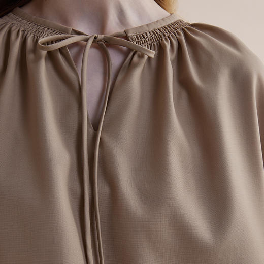 【JASON WU】春夏新款休闲V领系带绵羊毛减龄上衣中长款衬衣衬衫 商品图2