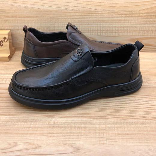 豪行2023年秋季新品商务休闲真皮套脚软底男单鞋13341022 商品图3