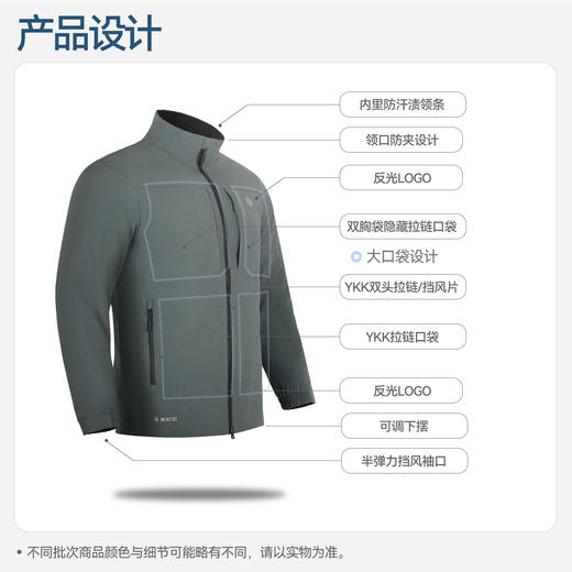 单导动态C80胸袋款立领棉服夹克防泼溅抗静电动态保暖外套冬 商品图3