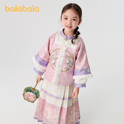 巴拉巴拉女童马面裙套装秋冬改良明制汉服国风两件套提花时尚洋气 商品图2