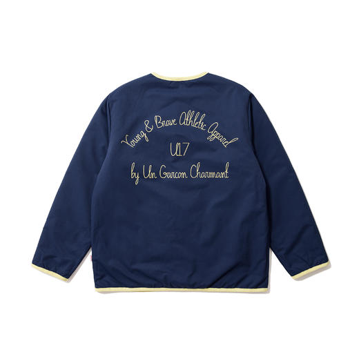 U17 绗缝葫芦格双面穿印花棉服 深蓝色 商品图3