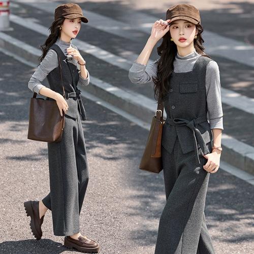 小香风毛呢穿搭套装，韩系小个子设计感阔腿裤两件套HR-DMGY2615 商品图3