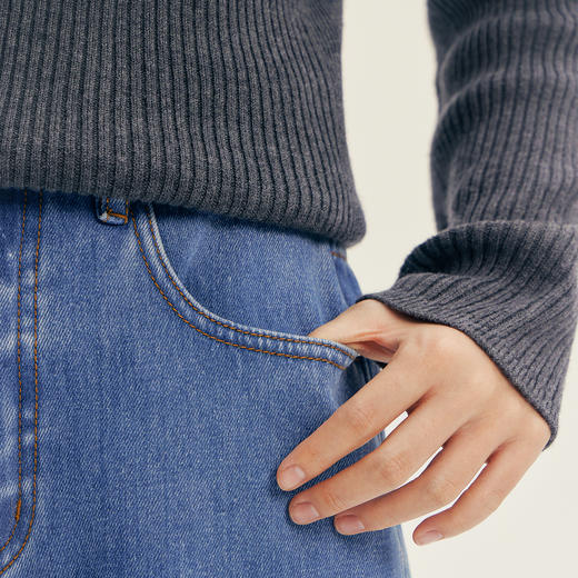 笛莎Deesha青少年女童裤子2025冬季女童牛仔喇叭裤 商品图2