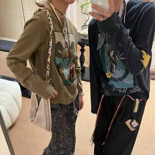 Raw Stone塔罗牌苎麻棉长袖T恤092807 商品图0