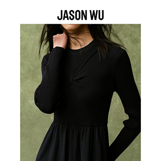 【JASON WU】春季新款简约百搭休闲镂空针梭拼裙子长裙连衣裙 商品图3