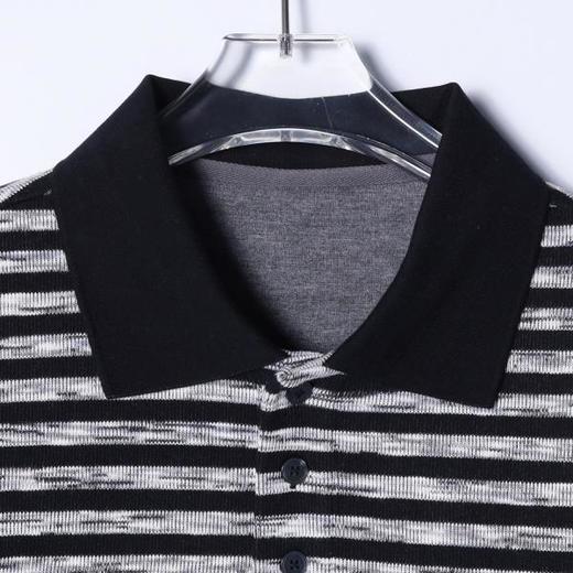 8583653SDSA男士秋冬新款痞帅男装韩版撞色条纹polo衫拼接下摆设计百搭 商品图2