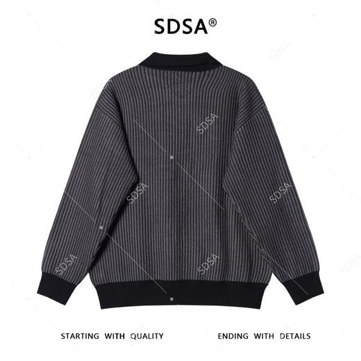 9935SDSA男士秋冬新款痞帅男装潮牌拼接撞色条纹翻领毛衣外套百搭时尚 商品图5