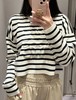 女款logo条纹短款针织毛衣014 商品缩略图1