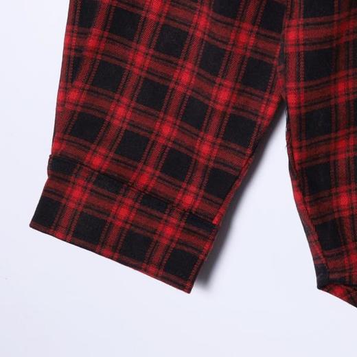 CS25010SDSA男士秋冬新款痞帅男装韩版嘻哈撞色格纹格子纽扣翻领长袖衬衫 商品图4