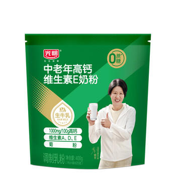 光明中老年高钙维生素E袋装400g 0蔗糖 中老年奶粉 商品图4