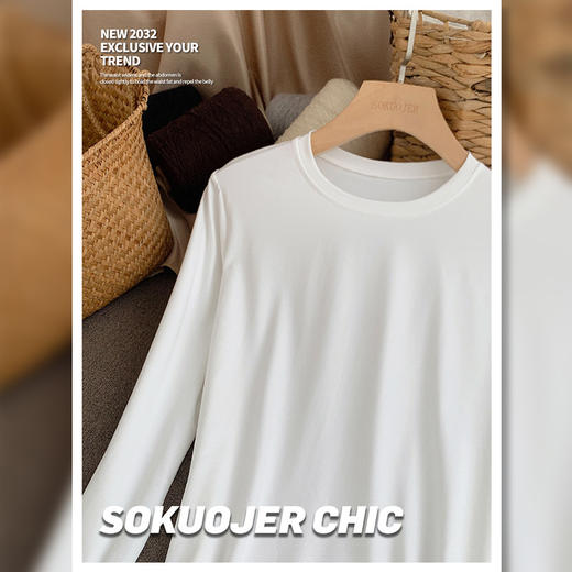 【买一送一】亲肤莫代尔打底衫软糯双面磨毛半高领打底衫女秋冬修身显瘦长袖t恤内搭上衣 商品图10