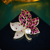 轻奢风彩宝珍珠红刚玉镶嵌锆石，枫叶胸针高档精致胸花LY-M-364 商品缩略图0
