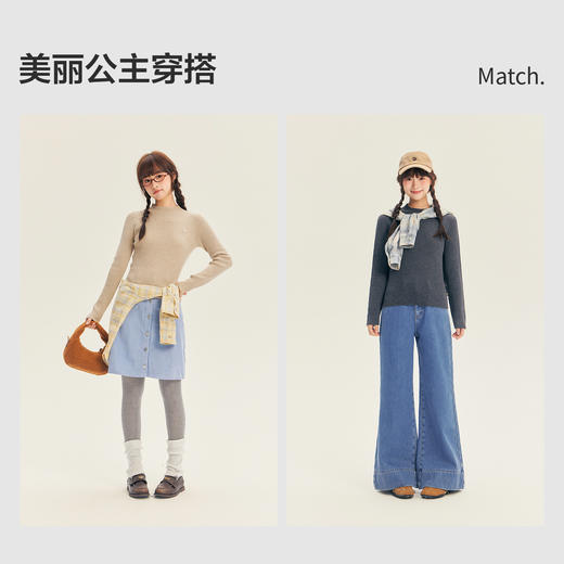 笛莎Deesha青少年女童毛衣2025冬季女童半高领套头打底毛衣 商品图2