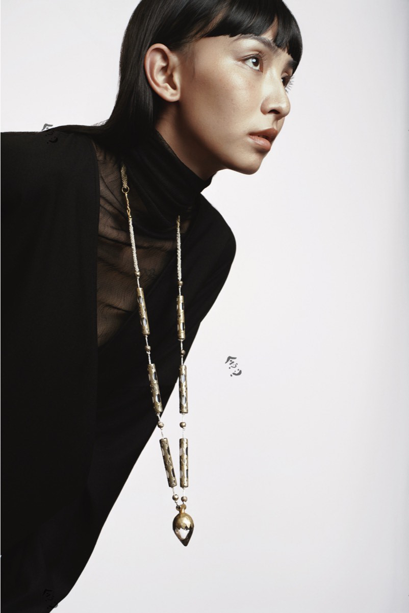 大理南诏国时期水晶17-18k包边编绳项链