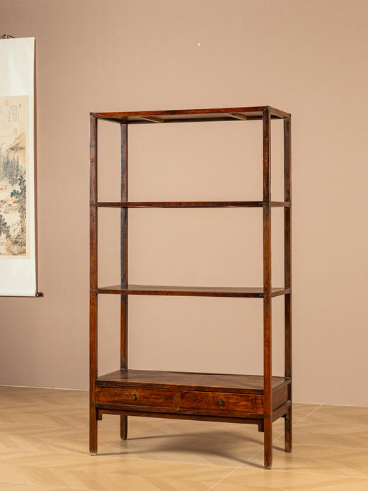 清早期	黄花梨全敞式三层带屉架格 商品图1