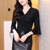 法式设计感气质喇叭袖修身显瘦打底上衣K-E65N5001 商品缩略图3
