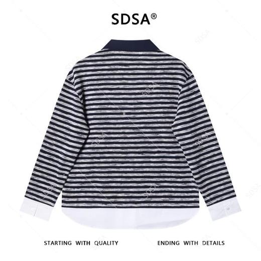 8583653SDSA男士秋冬新款痞帅男装韩版撞色条纹polo衫拼接下摆设计百搭 商品图5