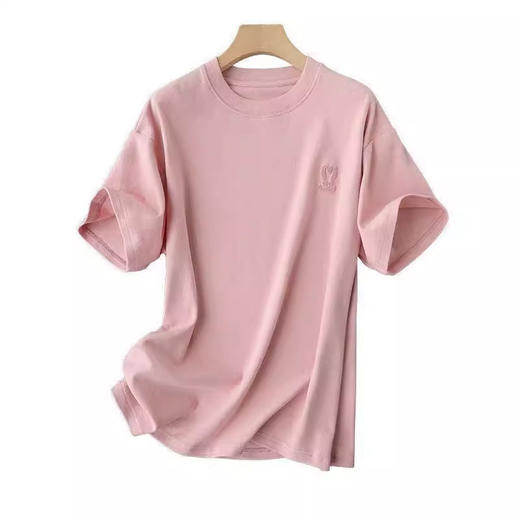 【断码清仓 无退换】给肌肤做spa！软糯长绒棉~兔子牙刷绣圆领宽松版纯棉短袖T恤女春！ 商品图4