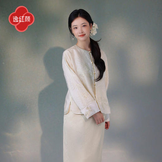 逸红颜洛清2025秋新款金丝线立体提花牡丹刺绣新中式短外套防晒女 商品图1