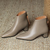【预售5天】巨舒适~软羊皮粗跟法式及裸靴短靴女秋冬新款尖头切尔西单靴LG&2363-35 商品缩略图3