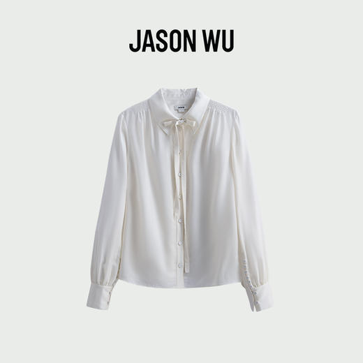 【JASON WU】春夏新款通勤休闲百搭羊毛抽皱宽松中长上衣衬衣衬衫 商品图4