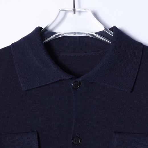 9989SDSA男士秋冬新款痞帅男装老钱风翻领毛衣纯色贴袋设计百搭针织衫 商品图2