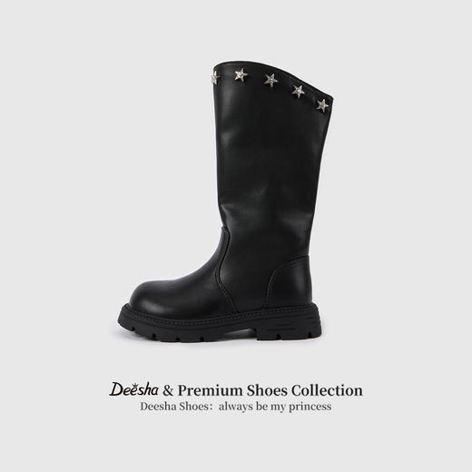 笛莎Deesha 女童童鞋2025冬季新款高筒皮靴 商品图0