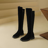 Westory2025年冬季牛绒圆头厚底拼接弹力收腿高靴S25DQ85841 商品缩略图0