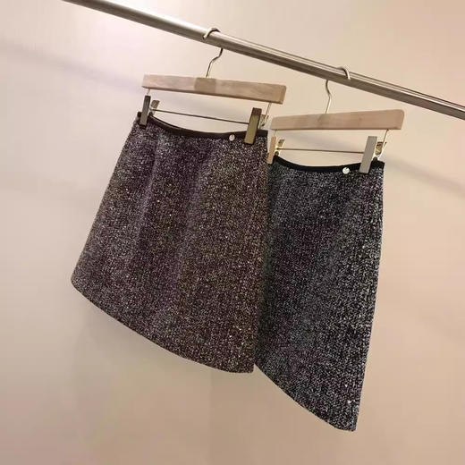 【断码清仓 无退换】贼美~贼好看！法式重工小香风大裙摆亮片粗花呢夹花A高腰显瘦羊毛 商品图1