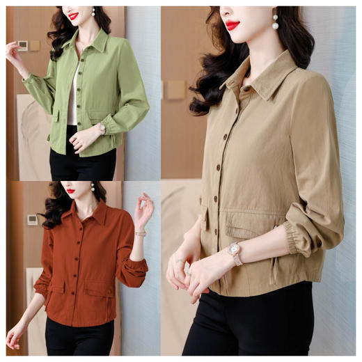 妈妈薄款外套女士春秋2025新款短款洋气百搭中年休闲大码衬衫外套 商品图1