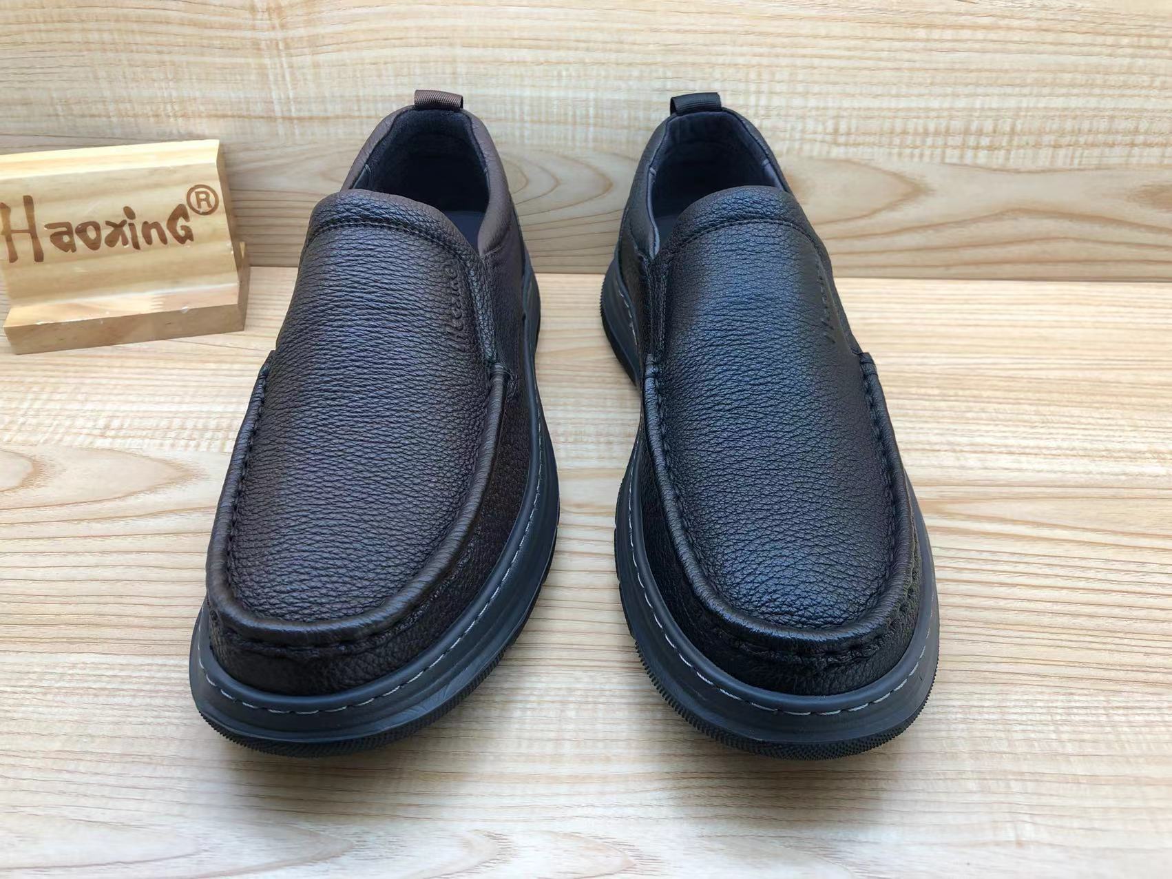 豪行秋冬新品商务休闲真皮套脚软底男单鞋12356551