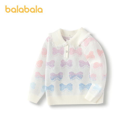 巴拉巴拉女童毛衣蝴蝶结提花针织衫秋冬装内搭翻领甜美时尚百搭萌 商品图0