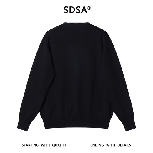 25FK068SDSA秋冬新款痞帅男装韩版简约撞色纽扣开衫V领假两件针织衫毛衣 商品图5
