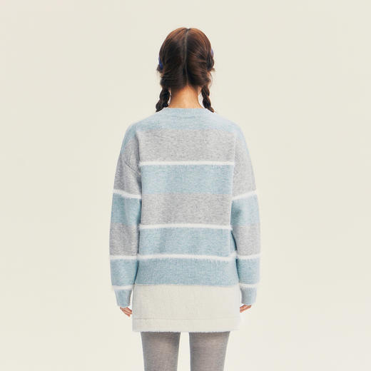 笛莎Deesha青少年女童毛衣2025冬季女童条纹圆领套头毛衣 商品图4