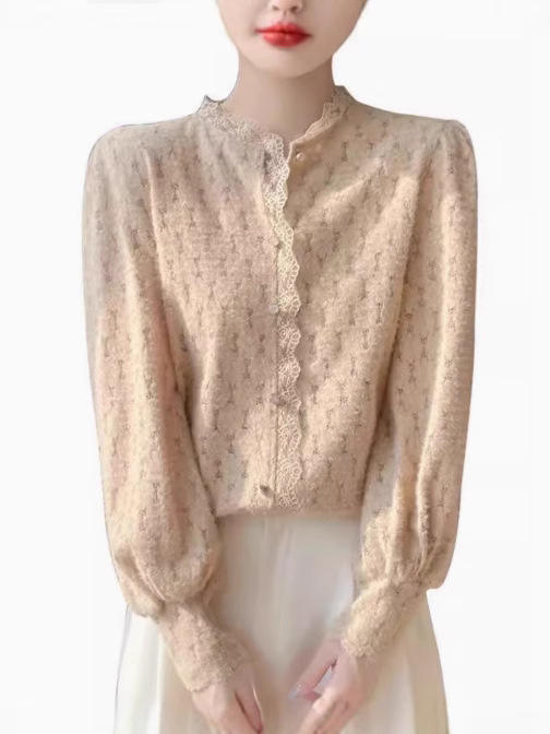 秋冬季【新款半高领针织衫】木耳边镂空钩花设计感 打底衫内搭上衣女 商品图4