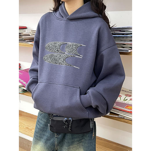 CryingCenter经典logo贴布刺绣奥绒加绒连帽卫衣长袖 哭喊中心 商品图7