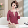 W012-1310-85-138中年妈妈装春秋季外穿打底衫洋气翻领毛衫中老年女短款针织衫上衣 商品缩略图0