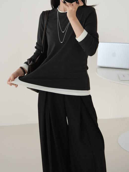 （小眠专属）miu里miu气假两件打底衫 | 版型正，配色高级，简约撞色，层次突出，合身不紧绷 商品图6