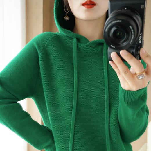 【QingFan连帽针织衫】春季新款针织衫 长袖套头 抽绳卫衣 多色百搭NJR-052 商品图6