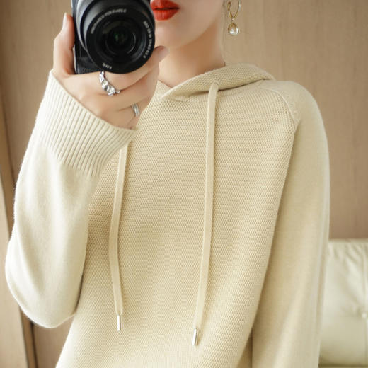 【QingFan连帽针织衫】春季新款针织衫 长袖套头 抽绳卫衣 多色百搭NJR-052 商品图8