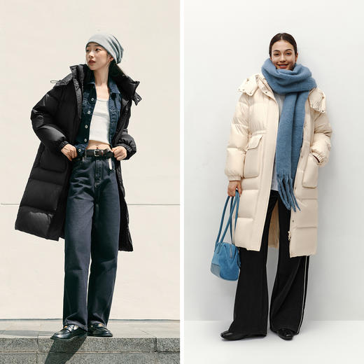 【爆品主推】轻松|森马羽绒服女冬长款90绒子可拆卸连帽肌理衣服保暖百搭外套 商品图4