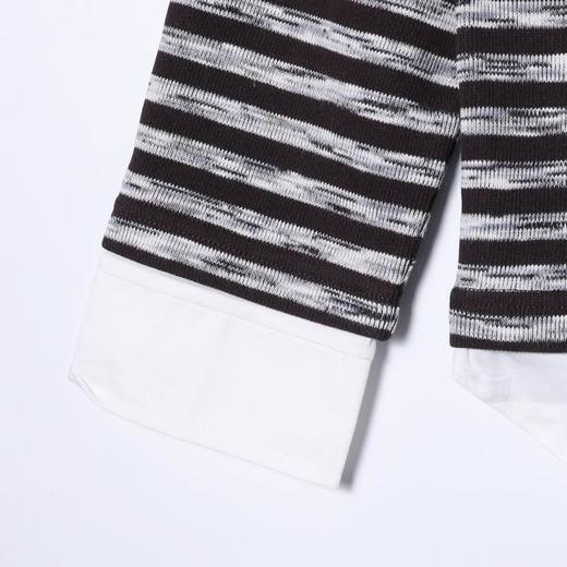 8583653SDSA男士秋冬新款痞帅男装韩版撞色条纹polo衫拼接下摆设计百搭 商品图4