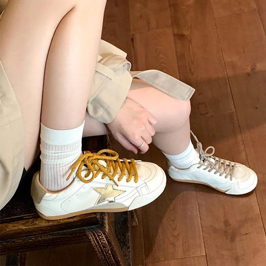 纪华菲·复古星星擦色做旧小脏鞋，不用打理的小白鞋，越脏越时髦，里外都是牛皮，巨舒服～（预售7-10天发） 商品图2