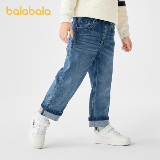 巴拉巴拉童装儿童长裤男童秋冬季翻边直筒牛仔裤复古百搭裤子小童 商品图0