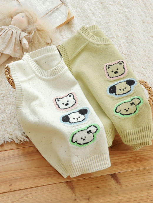 【以柠】萌趣小熊毛衣马甲7706 商品图0